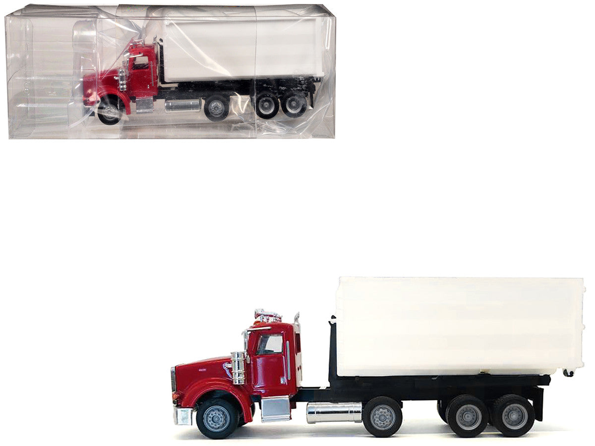Peterbilt 367 Roll-Off Dump Truck Red with White Box 1/87 (HO) Plastic Model Car by Promotex LuxuryLifeWay Online Store