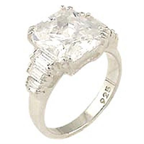 00827 High-Polished 925 Sterling Silver Ring with AAA Grade CZ in Clear LuxuryLifeWay Online Store