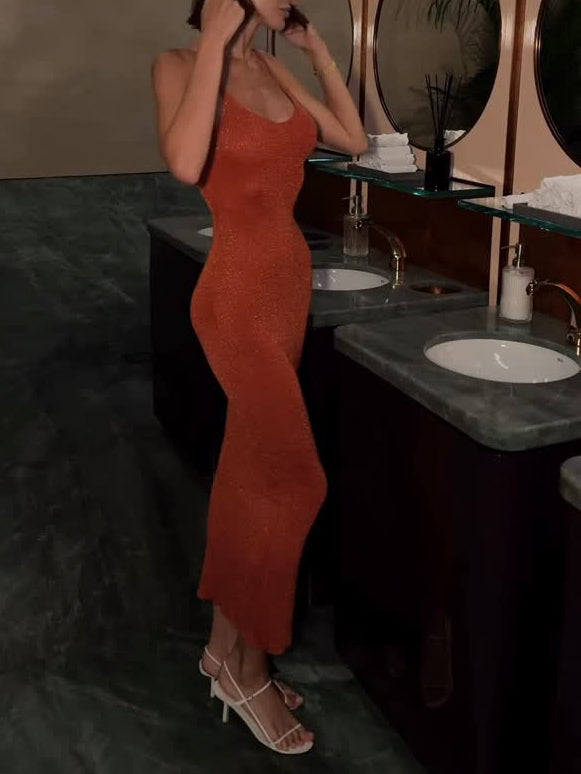 Sexy Sequined Halter Bodycon Dress NorixaFashion.com