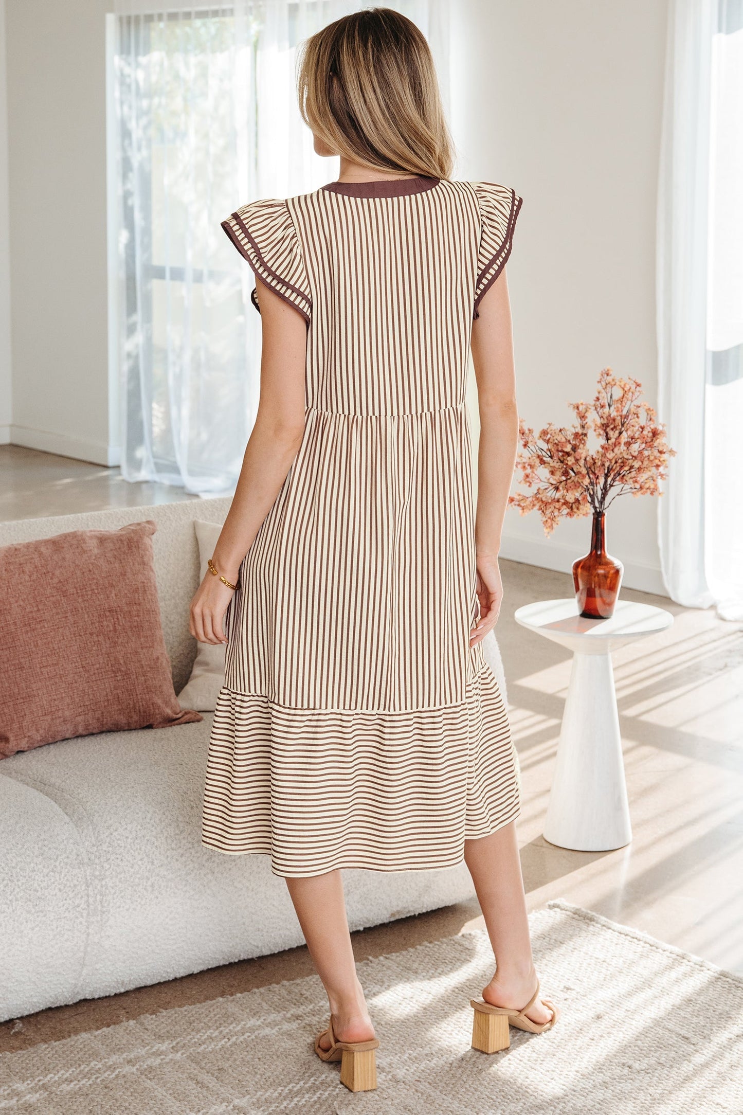 Makenzie Contrast Trim Midi Dress LuxuryLifeWay Online Store