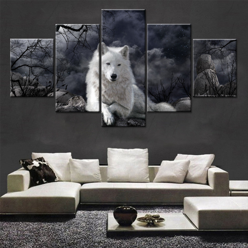 5 Panel Animal Wolf Wall Art Canvas Painting Poster Home Decor PearlNestDecor.com