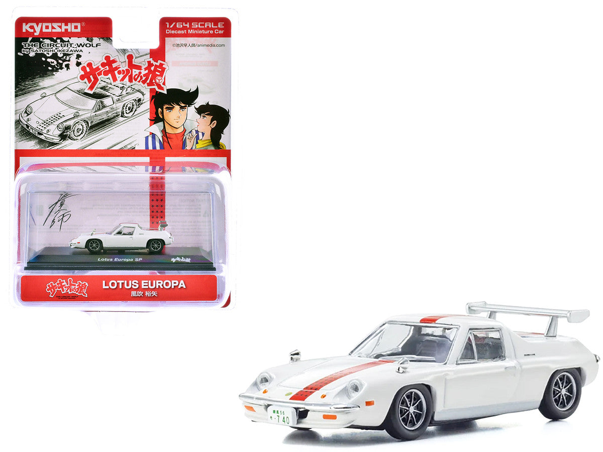 Lotus Europa RHD (Right Hand Drive) White with Red Stripe "The Circuit Wolf" Manga 1/64 Diecast Model Car by Kyosho LuxuryLifeWay Online Store