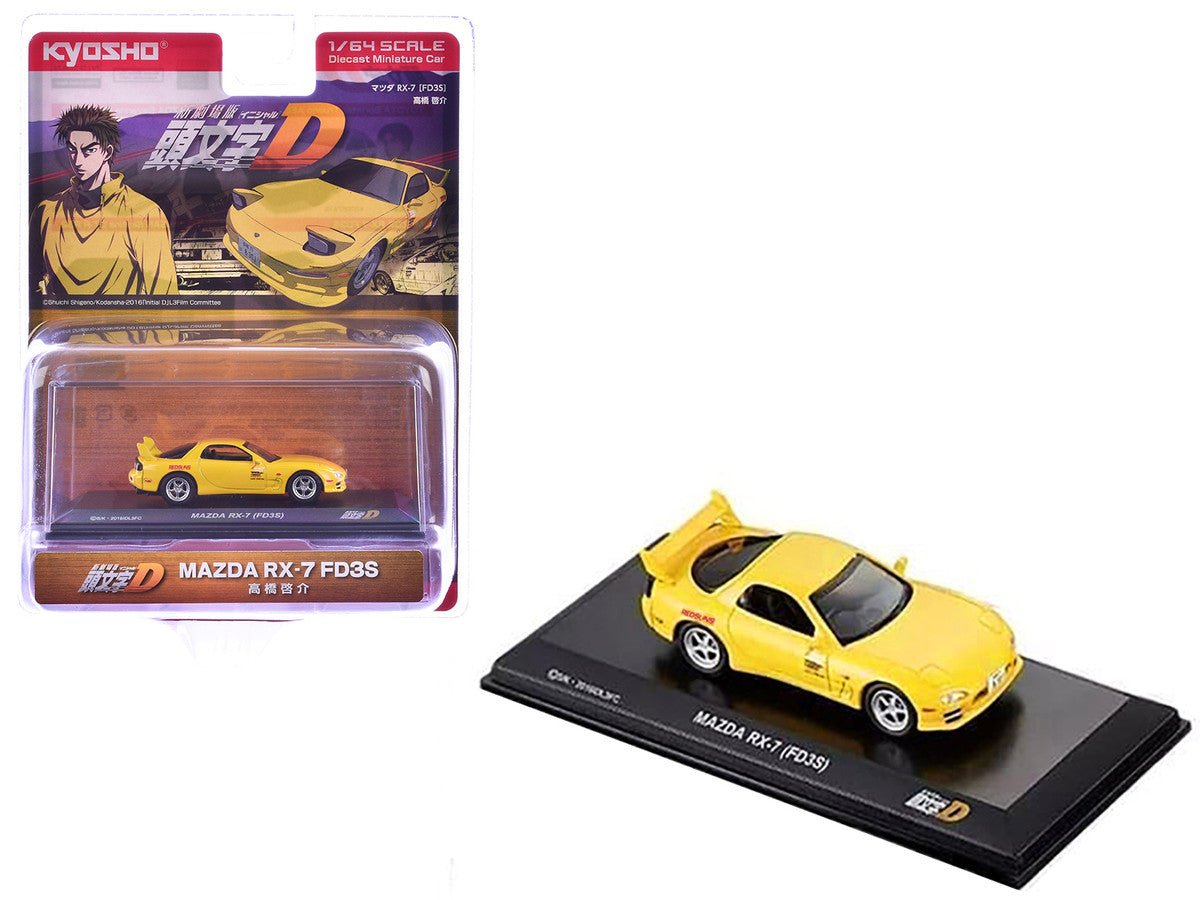 Mazda RX-7 (FD3S) RHD (Right Hand Drive) Yellow "Initial D" Manga 1/64 Diecast Model Car by Kyosho LuxuryLifeWay Online Store