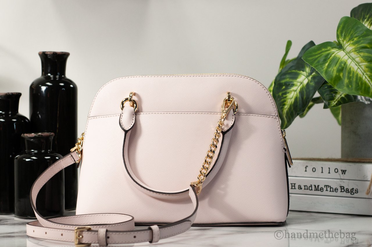Michael Kors Jet Set Travel Medium Powder Blush Leather Dome X Cross Satchel Bag LadyShow.Store