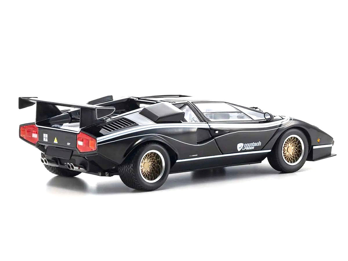 Lamborghini Countach LP 500R Black with White Interior 1/18 Diecast Model Car by Kyosho LuxuryLifeWay Online Store