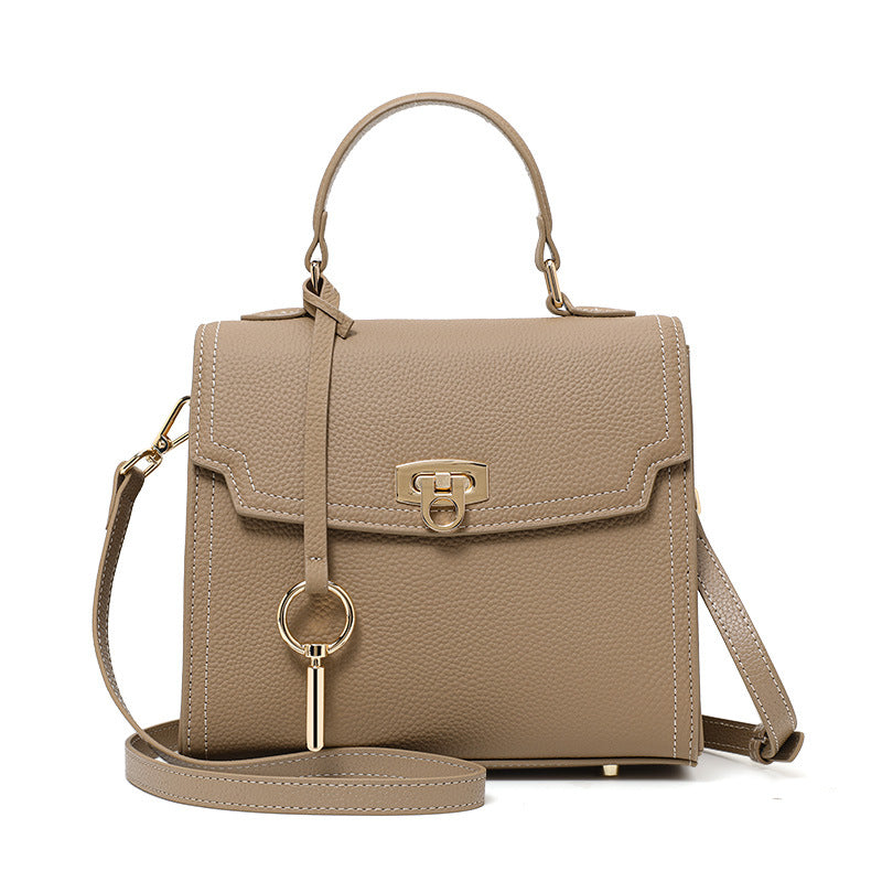 Fashion Litchi Pattern Lock Vintage Handbag LadyShow.Store