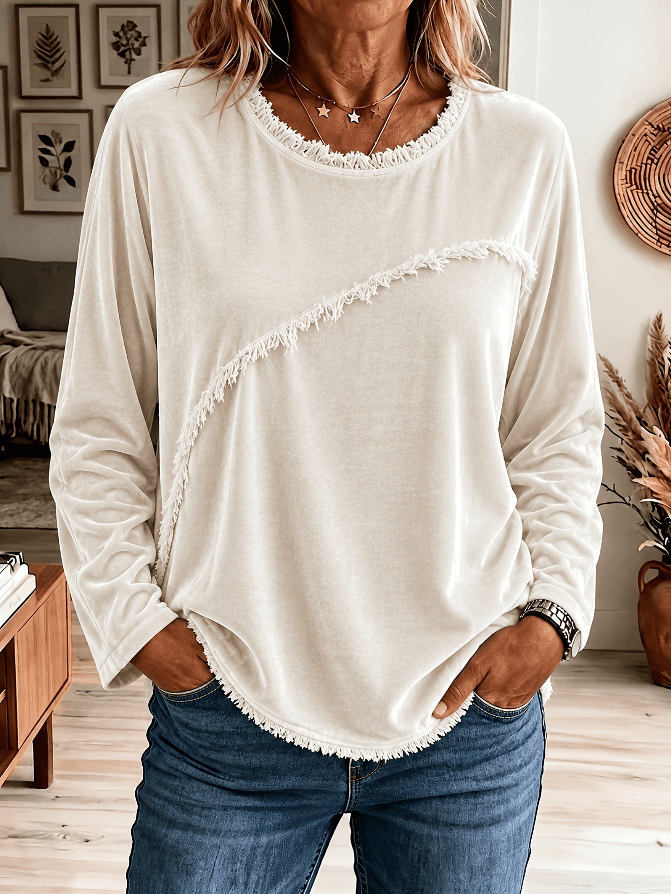 Retro Round-neck Long-sleeve Shirt NorixaFashion.com