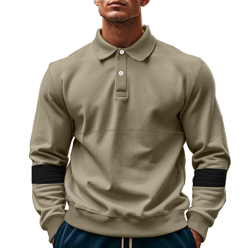 Fashion Long-sleeved Lapel Polo Shirt With Button Men's Loose Casual Sports Top Fall Spring Clothing LadyShow.Store