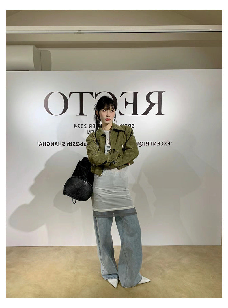 Retro Commuter Lazy Short Suede Fabric Jacket Coat For Women Best YouTube Store
