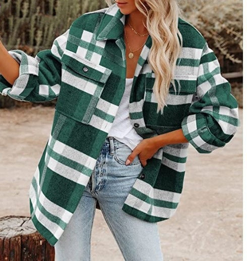Plaid Button Flannel Woolen Shirt NorixaFashion.com