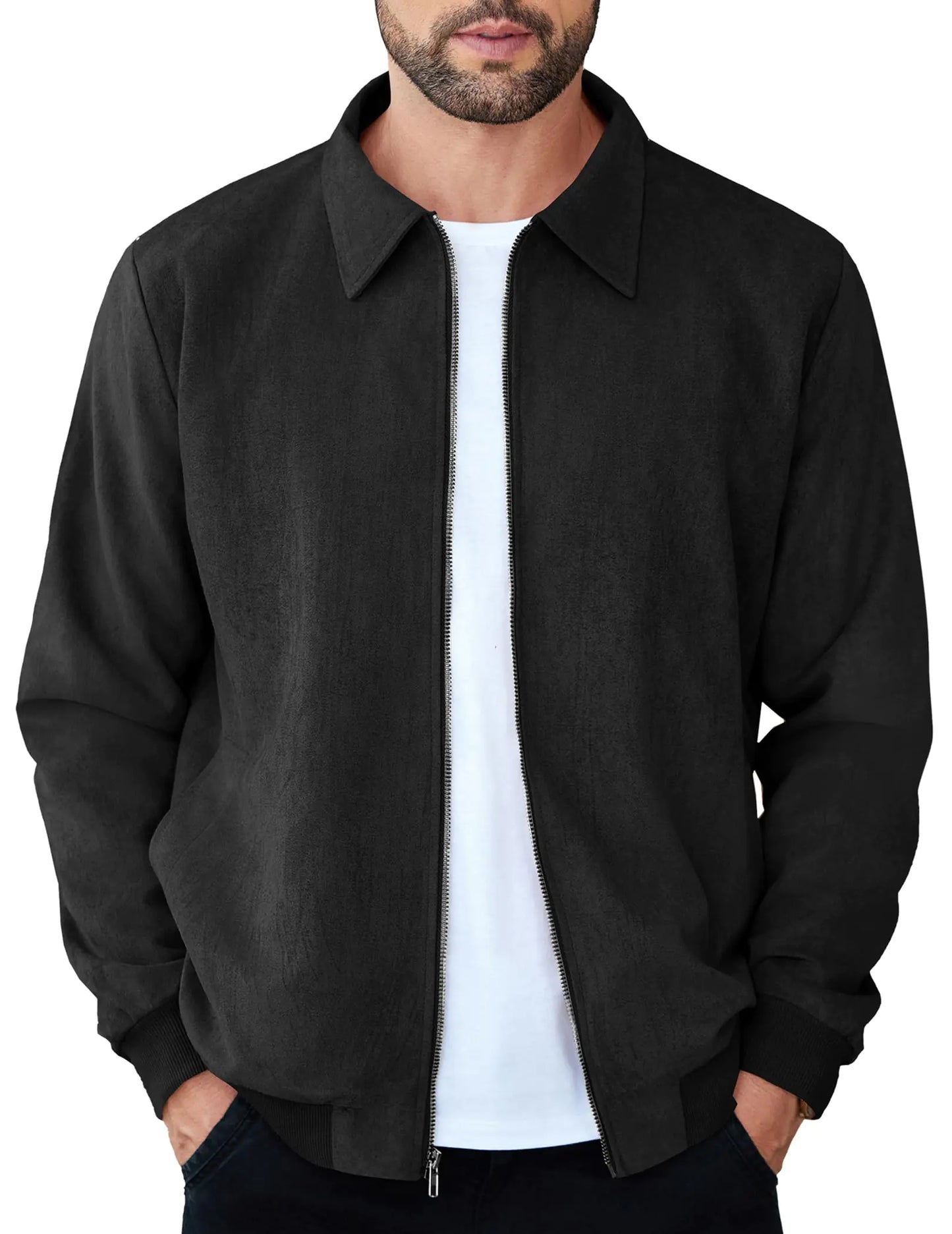 COOFANDY Mens Zipper Bomber Jacket Jacket Without Hoodie Vintage Jacket