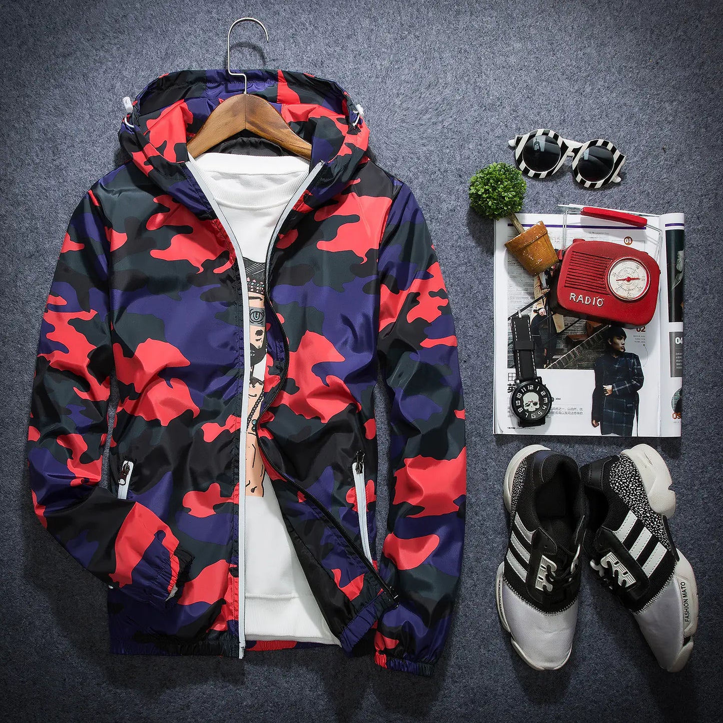 Youth Camouflage Hooded Jacket for Spring and Autumn