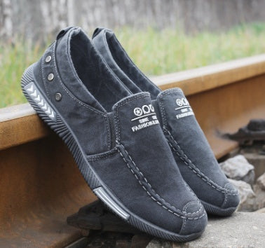 Summer new men's canvas shoes a pedal breathable lazy shoes men low to help the old Beijing cloth shoes spring casual shoes Best YouTube Store