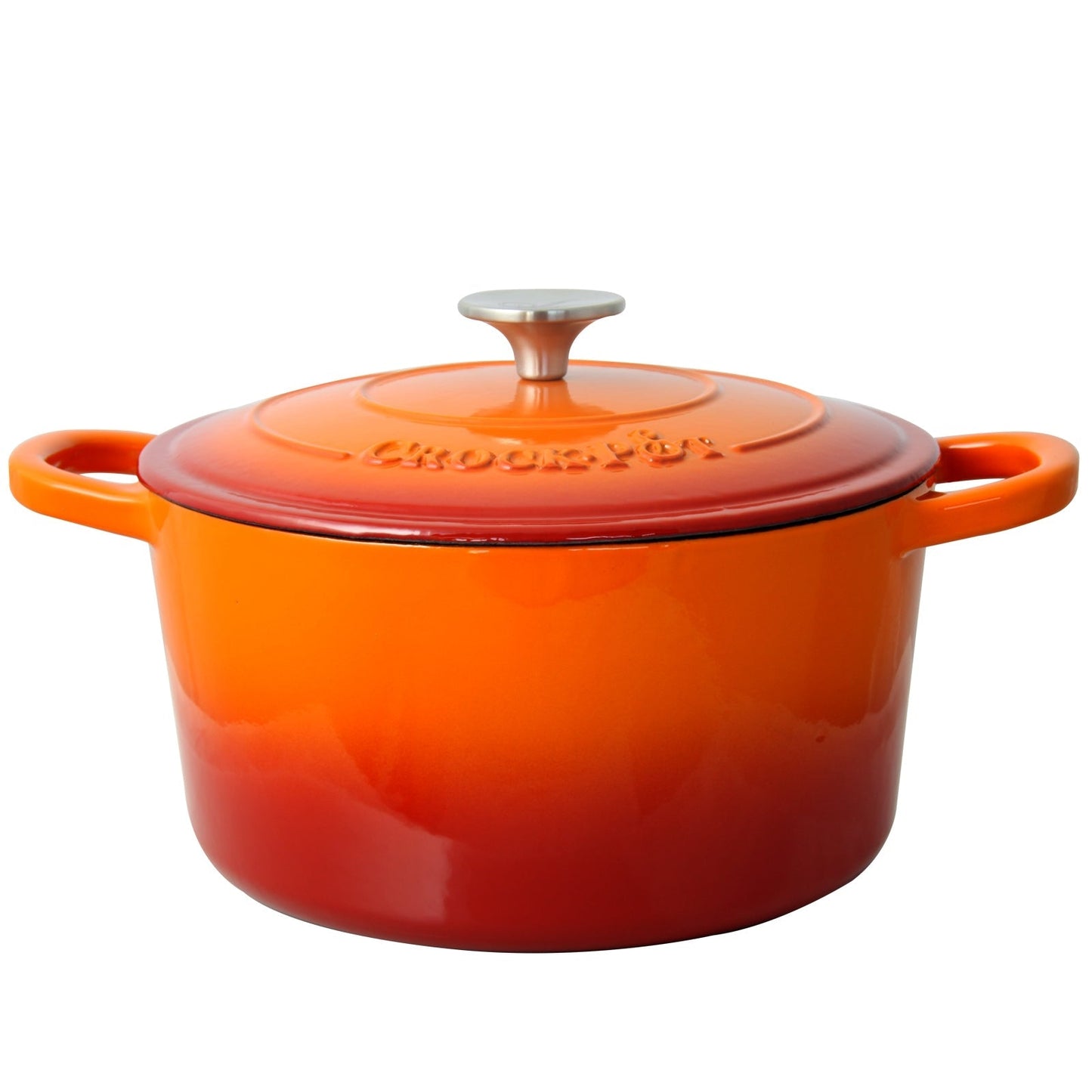 Crock Pot Artisan 5 Quart Round Enameled Cast Iron Dutch Oven in Sunset Orange LuxuryLifeWay Online Store