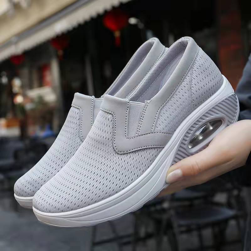 Women's Round Toe Breathable Mesh Wedge Heel Hollow Lightweight Casual Sports Shoes LadyShow.Store