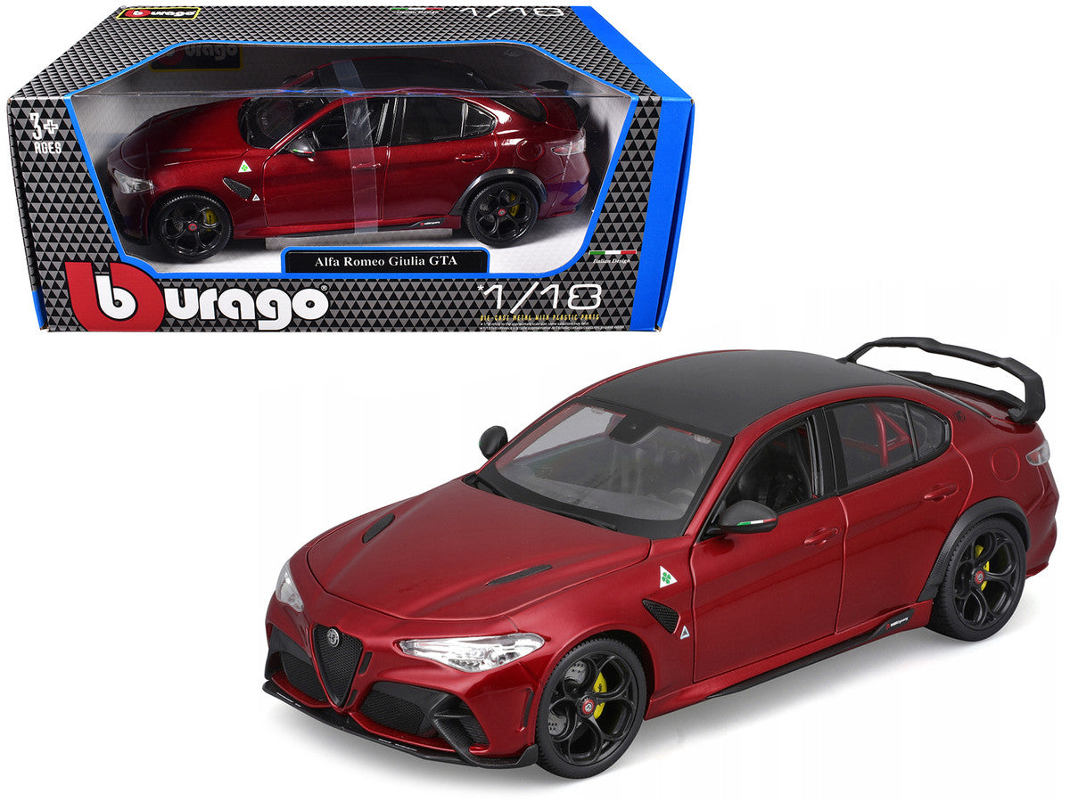 Alfa Romeo Giulia GTA Red Metallic with Carbon Top 1/18 Diecast Model Car by Bburago LuxuryLifeWay Online Store