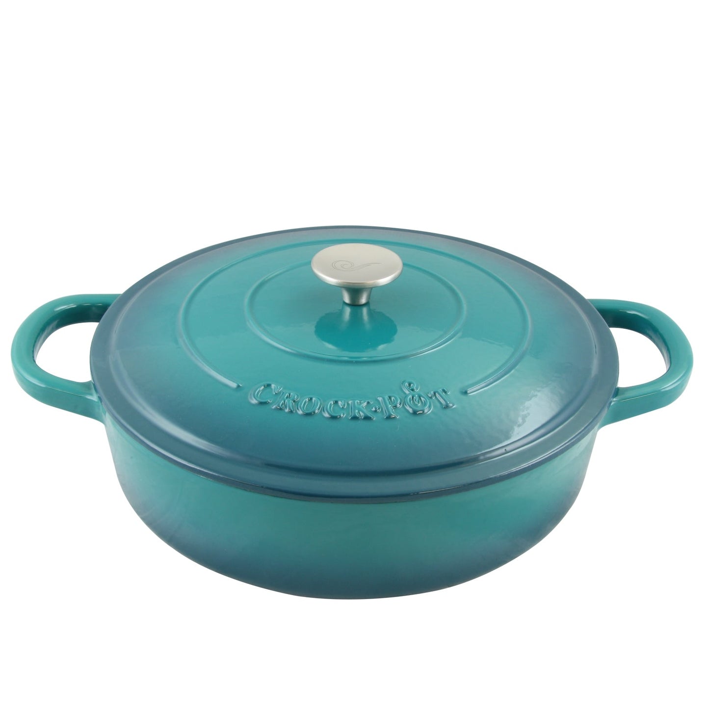 Crock Pot Artisan Enameled Cast Iron 5 Quart Round Braiser Pan with Self Basting Lid in Teal Ombre LuxuryLifeWay Online Store