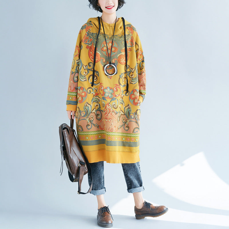 Women's printed long hoodie