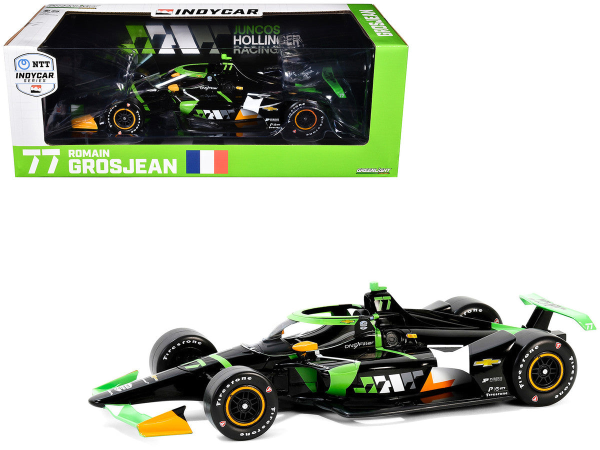 Dallara IndyCar #77 Romain Grosjean "DNS Filter" Juncos Hollinger Racing "NTT IndyCar Series" (2024) 1/18 Diecast Model Car by Greenlight LuxuryLifeWay Online Store
