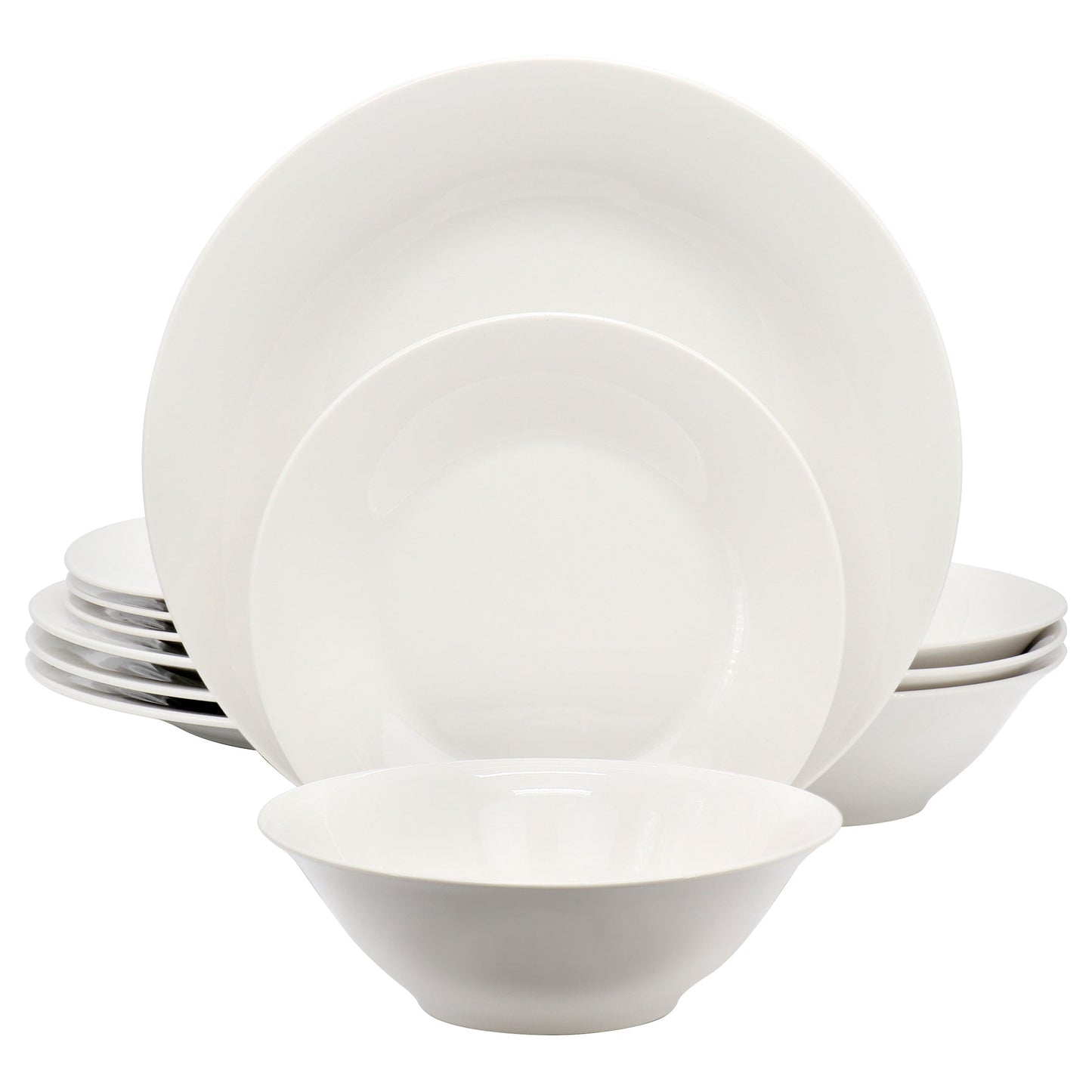 Gibson Home Everyday 12 Piece Round Fine Ceramic Dinnerware Set in White LuxuryLifeWay Online Store