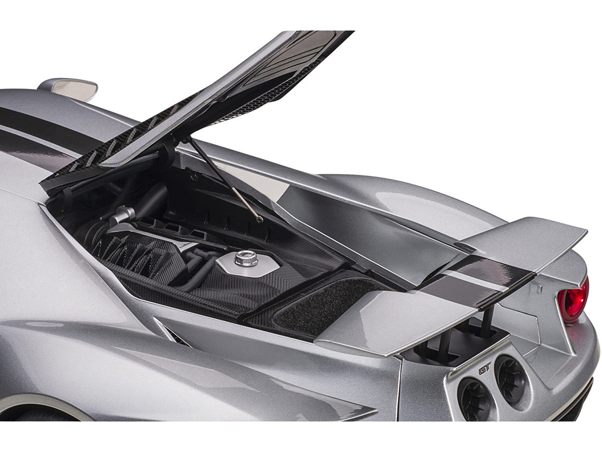 2017 Ford GT Ingot Silver Metallic with Black Stripes 1/12 Model Car by Autoart LuxuryLifeWay Online Store