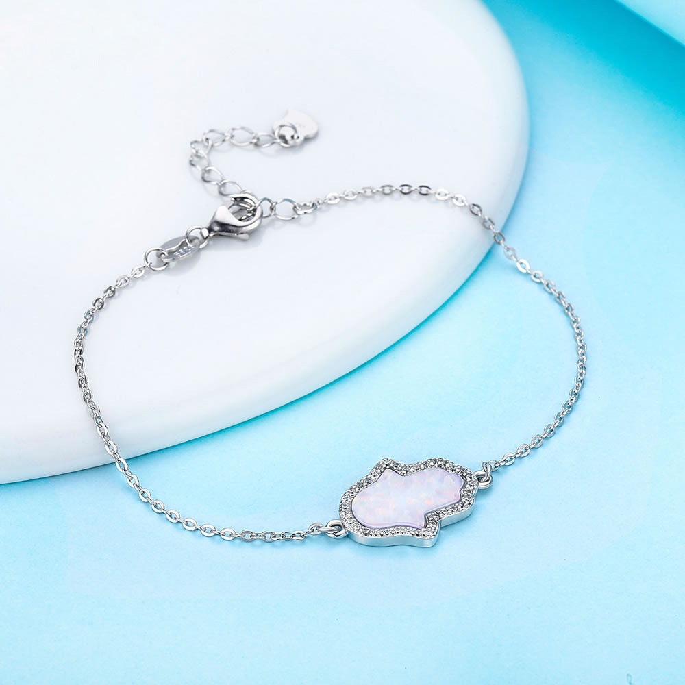 S925 Sterling Silver Opal Bracelet LadyShow.Store