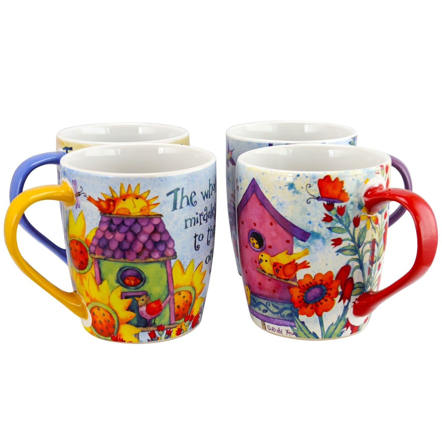 Gibson Birdhouse Floral 18 oz Cup Set, Set of 4 Assorted Designs LuxuryLifeWay Online Store