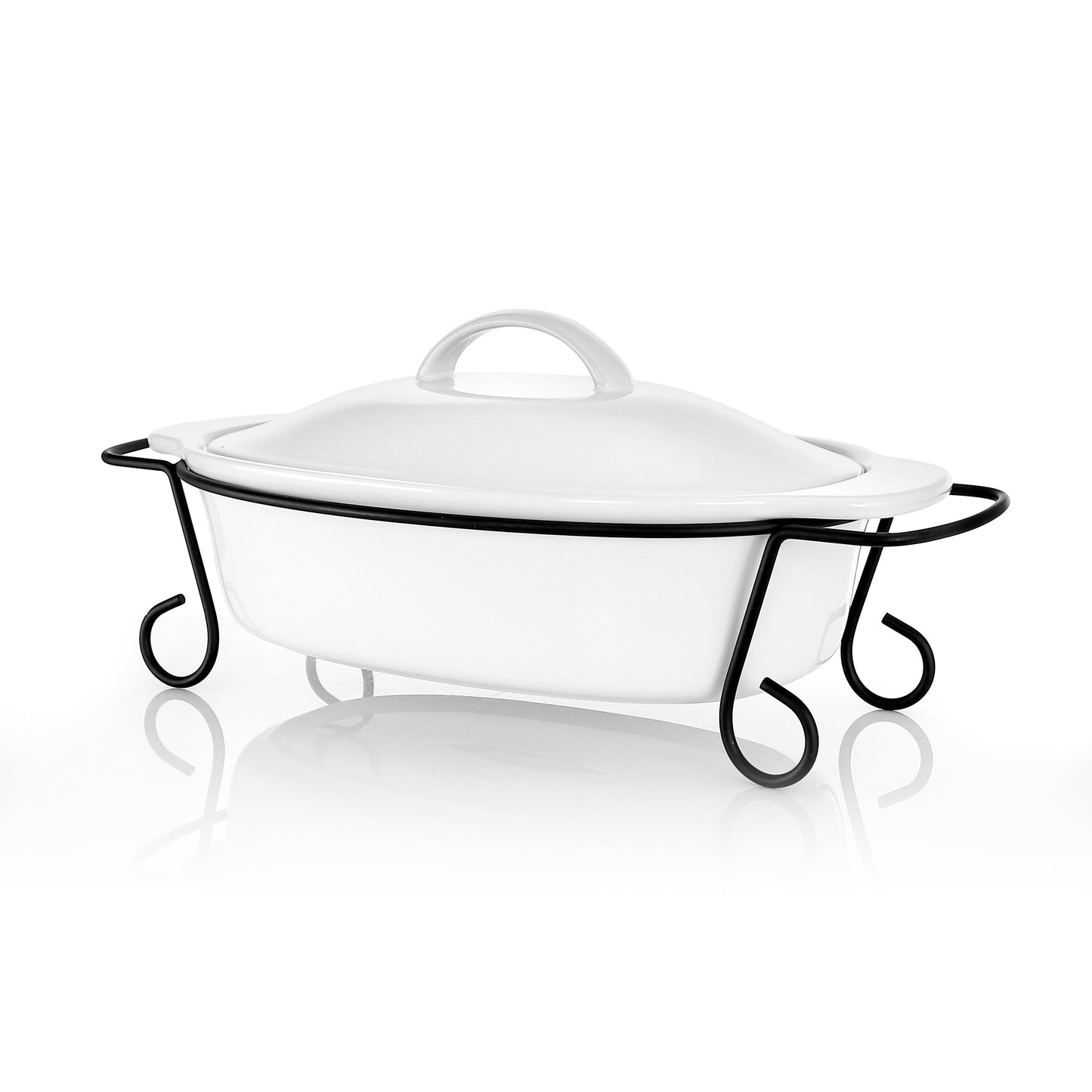 Gibson Elite Gracious Dining 2 Piece Oval Stoneware Bakeware with Lid and Metal Rack LuxuryLifeWay Online Store
