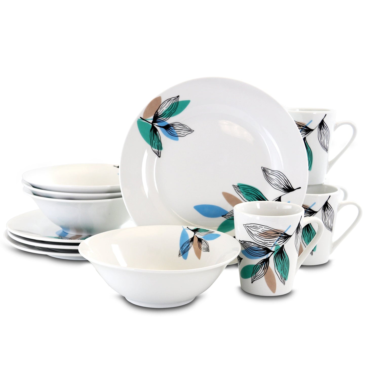 Gibson Home Vineyard Blue 12 Piece Round Fine Ceramic Dinnerware Set LuxuryLifeWay Online Store