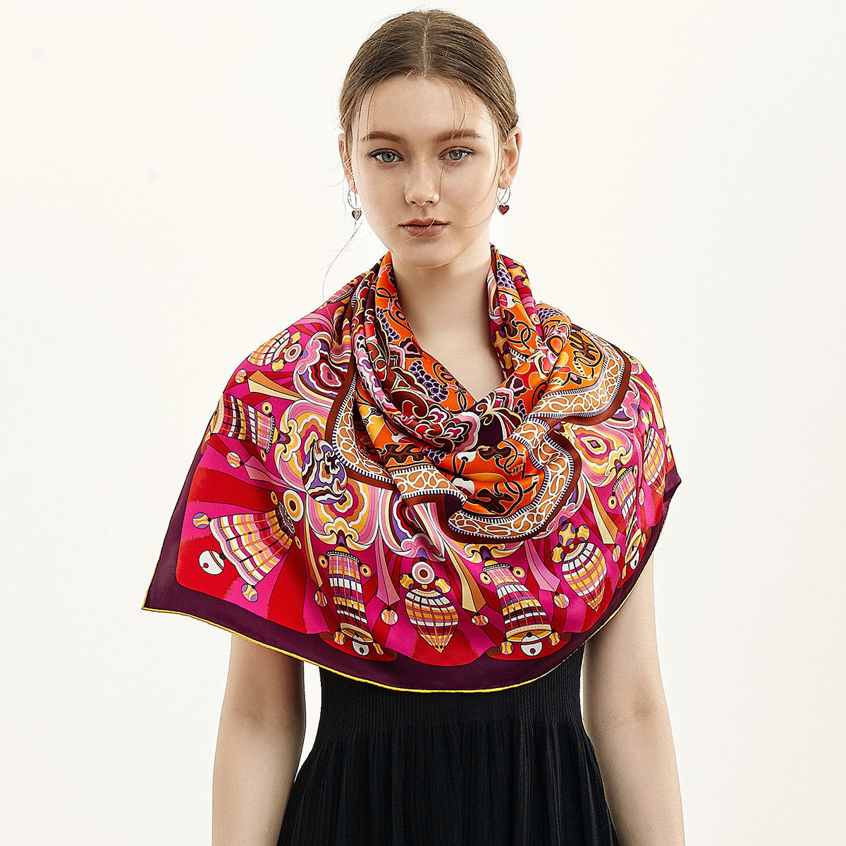 Elegant Silk Square Scarf NorixaFashion.com