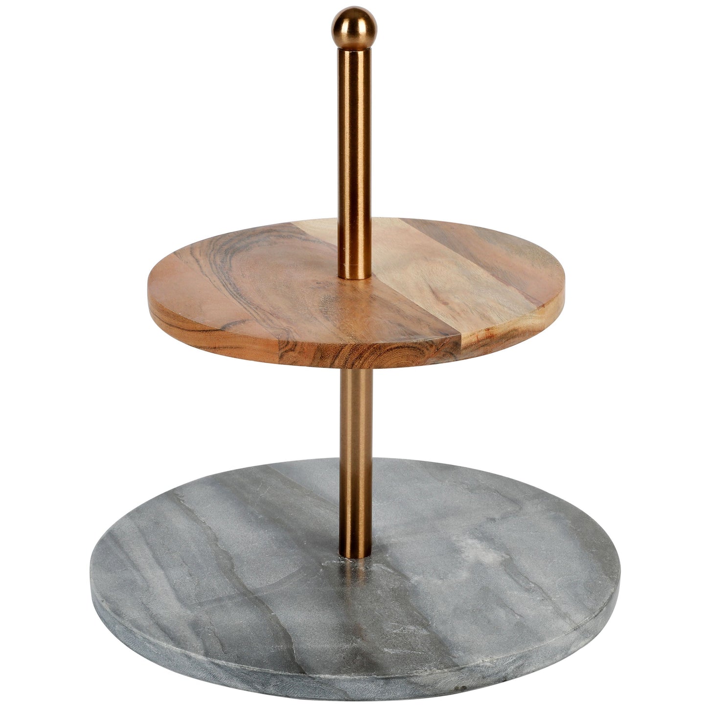 Laurie Gates California Designs Grey Marble and Acacia Wood 2 Tier Server LuxuryLifeWay Online Store