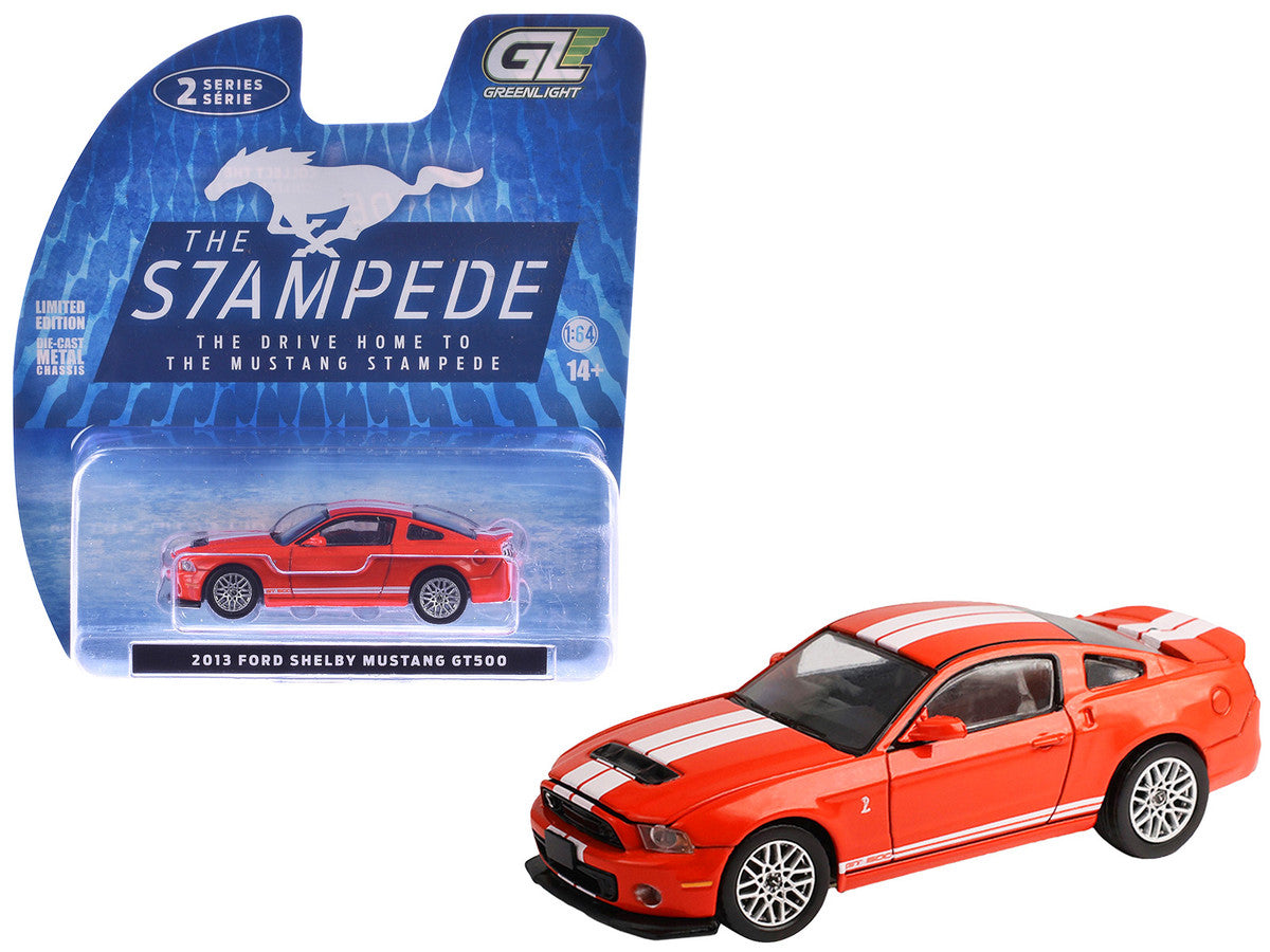 2013 Ford Shelby Mustang GT500 Race Red with White Stripes "Stampede" Series 2 1/64 Diecast Model Car by Greenlight LuxuryLifeWay Online Store