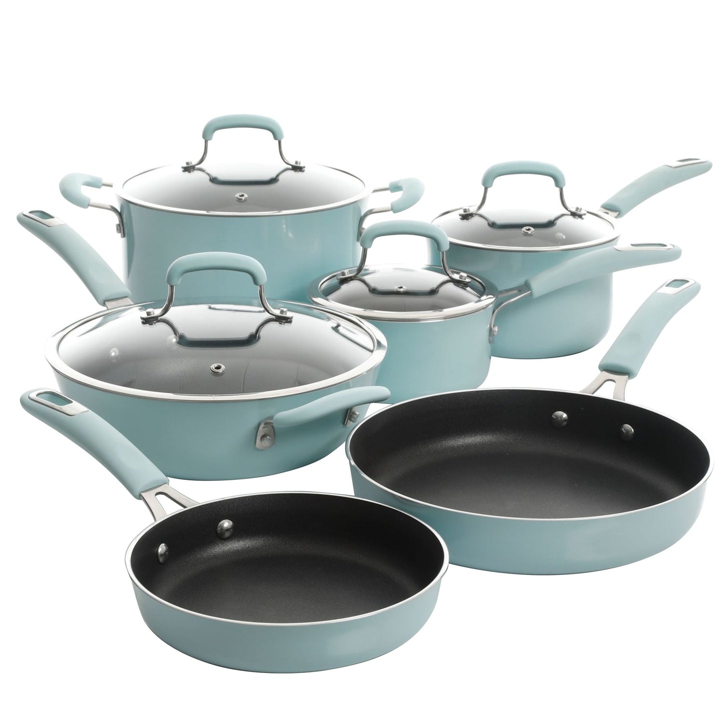 Kenmore Elite Andover 10 Piece Nonstick Aluminum Cookware Set in Glacier Blue LuxuryLifeWay Online Store