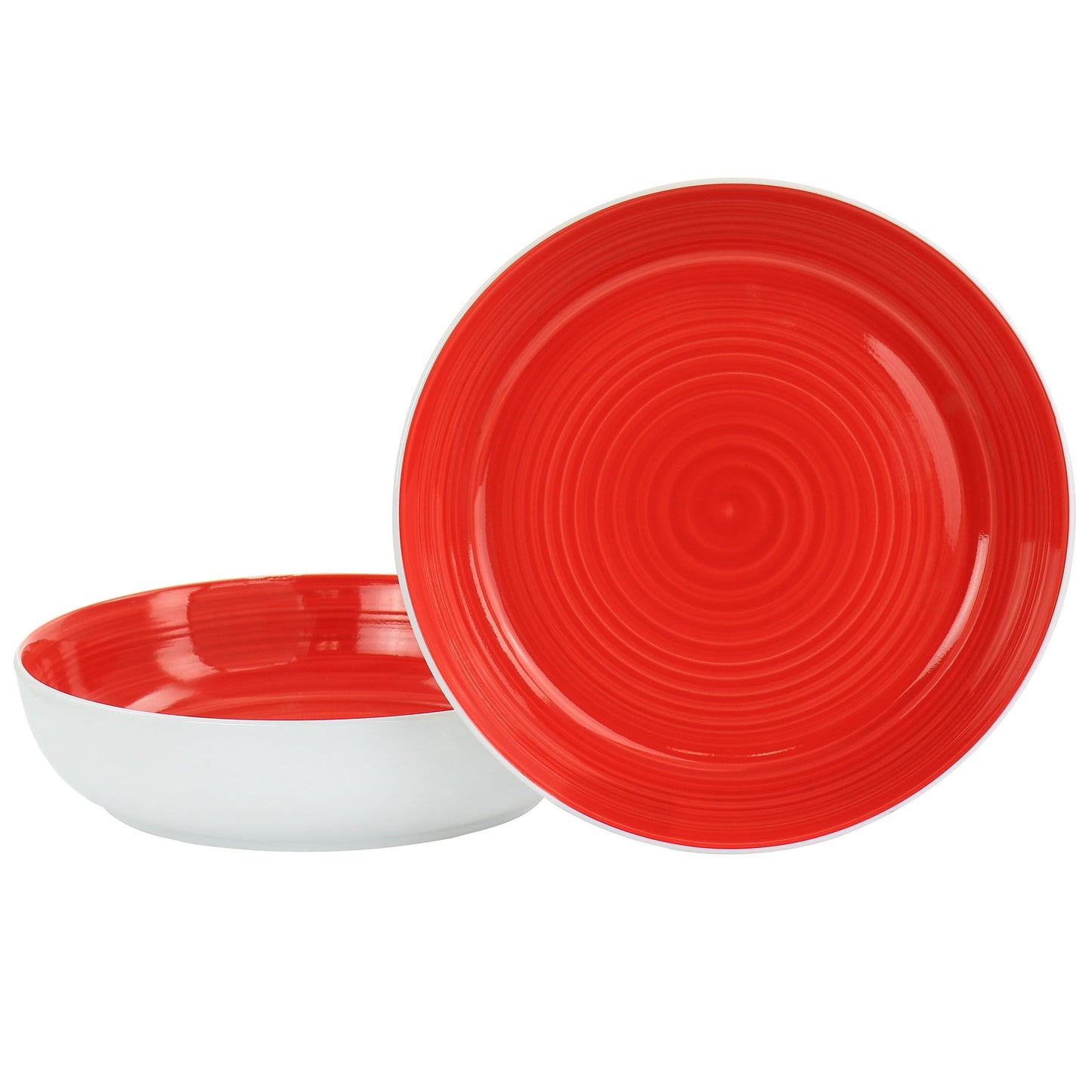 Gibson Home Crenshaw 8.5 Inch 2 Piece Stoneware Dinner Bowl Set in Red and White LuxuryLifeWay Online Store