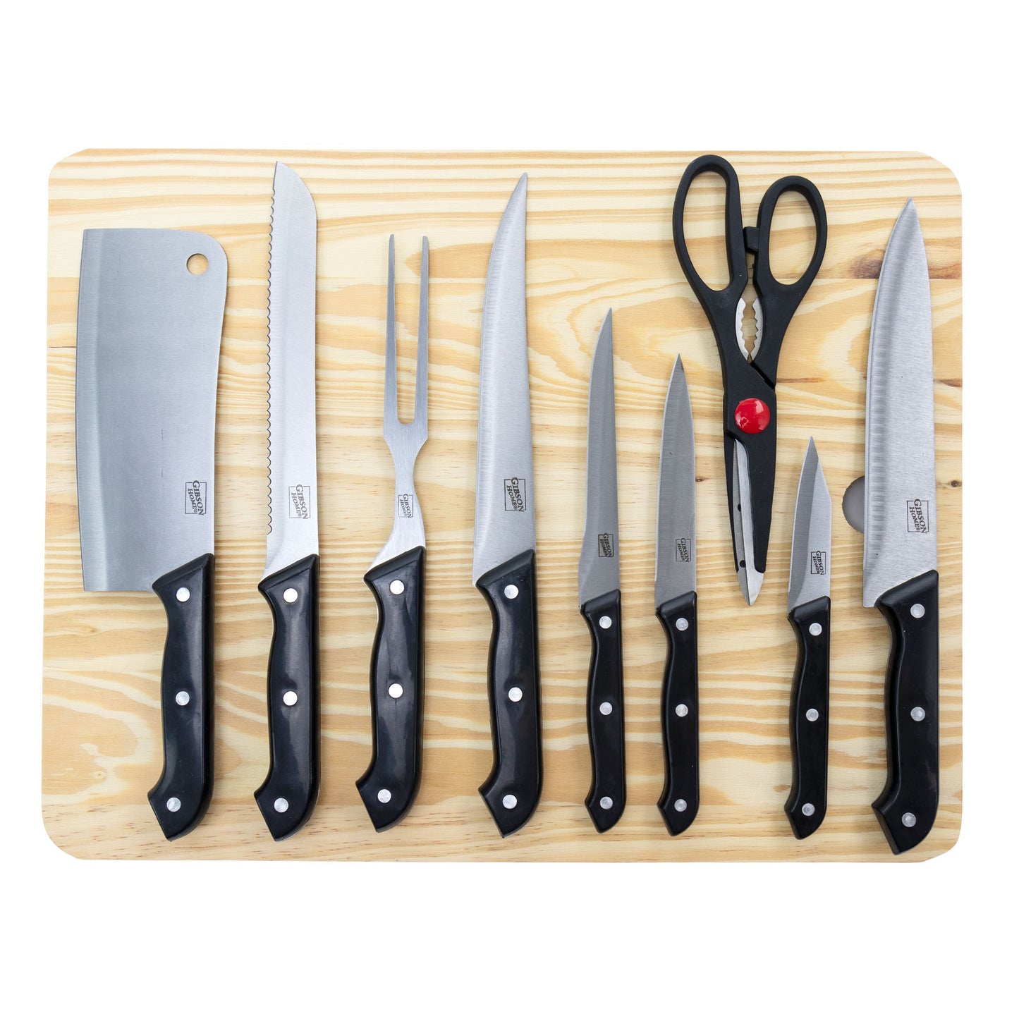 Gibson Home Wildcraft 10 Piece Cutlery Set with Wooden Cutting Board LuxuryLifeWay Online Store