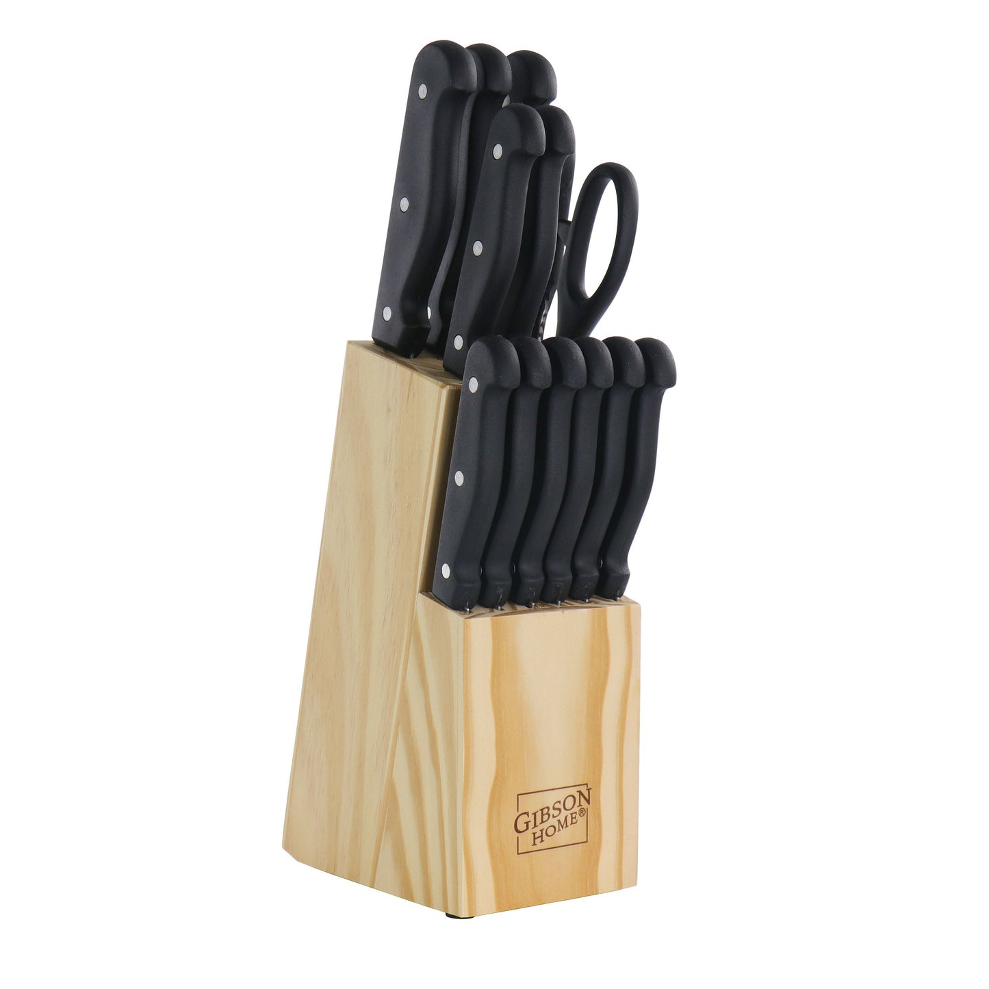 Gibson Home Westover 13 Piece Stainless Steel Cutlery Set in Black with Wood Storage Block LuxuryLifeWay Online Store