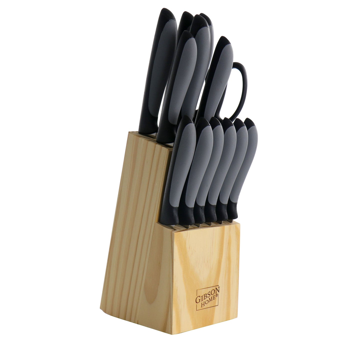 Gibson Home Dorain 14 Piece Stainless Steel Cutlery Set in Black with Wood Block LuxuryLifeWay Online Store