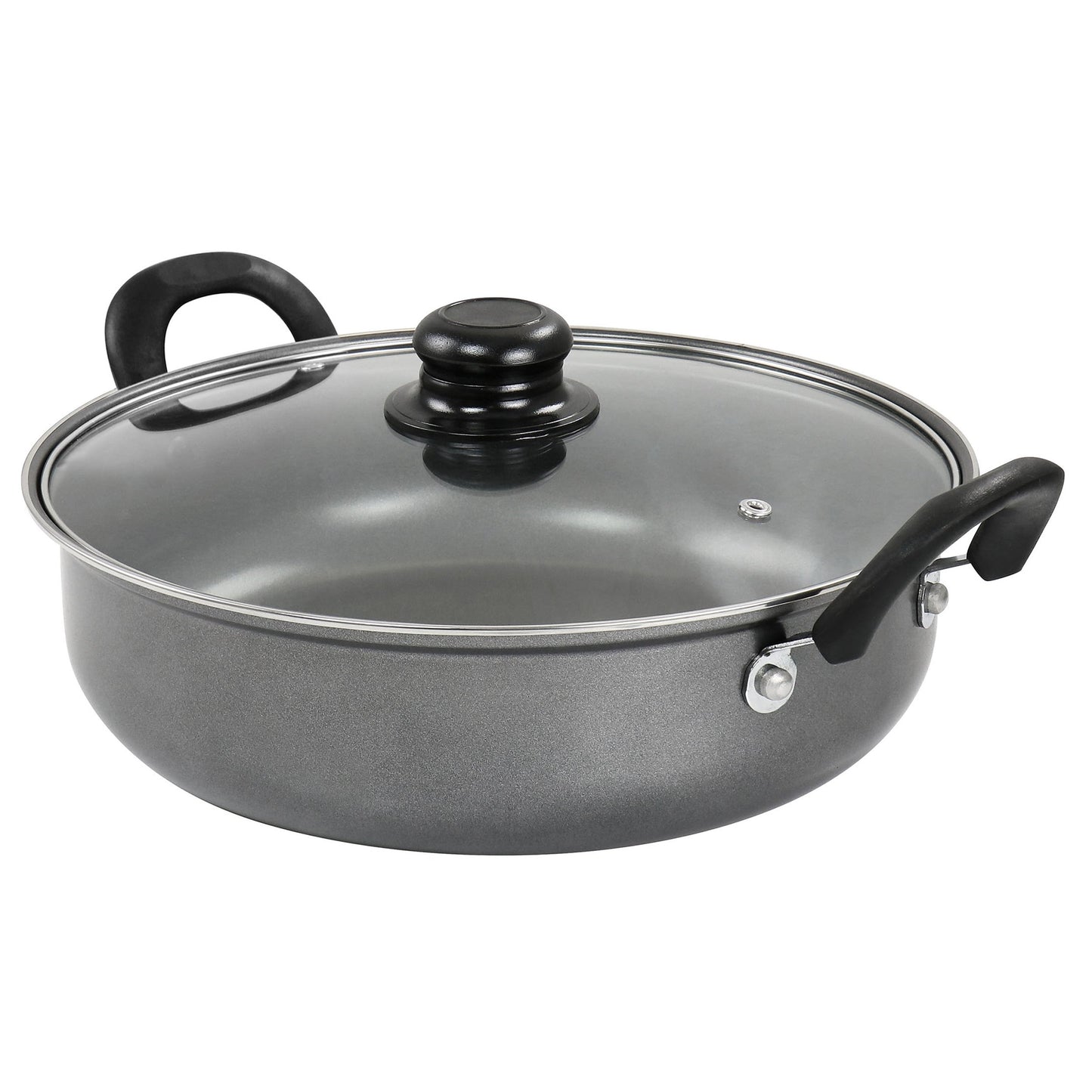 Gibson Everyday 12 Inch Highberry Nonstick All Purpose Pan with Lid in Grey LuxuryLifeWay Online Store