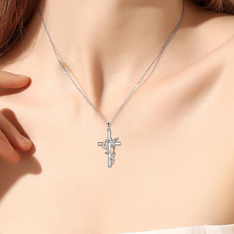 Hummingbird Cross Necklace Gifts for Women Sterling Silver LadyShow.Store