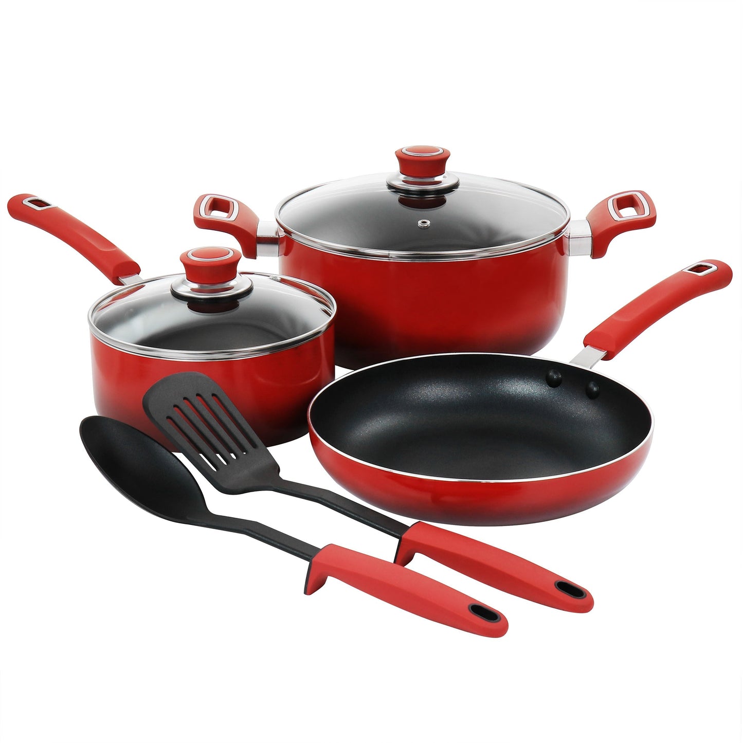 Oster 7 Piece Non Stick Aluminum Cookware Set in Red LuxuryLifeWay Online Store