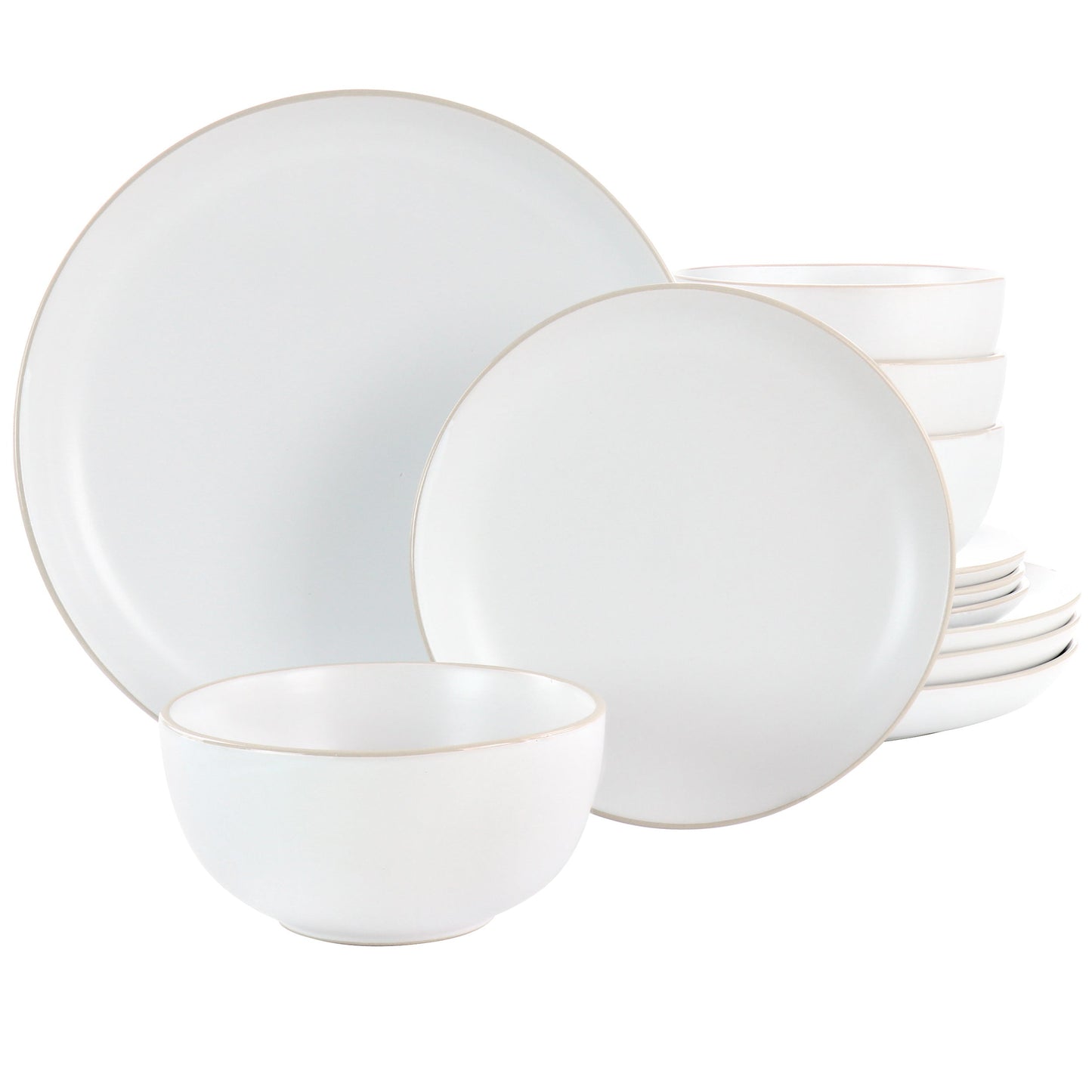 Gibson Home Rockaway 12 Piece Stoneware Dinnerware Set in White LuxuryLifeWay Online Store
