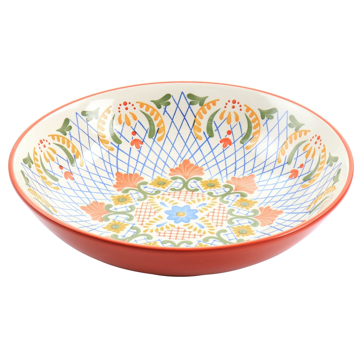 Laurie Gates California Designs Tierra 10.5 Inch Hand Painted Stoneware Pasta Bowl in Red LuxuryLifeWay Online Store