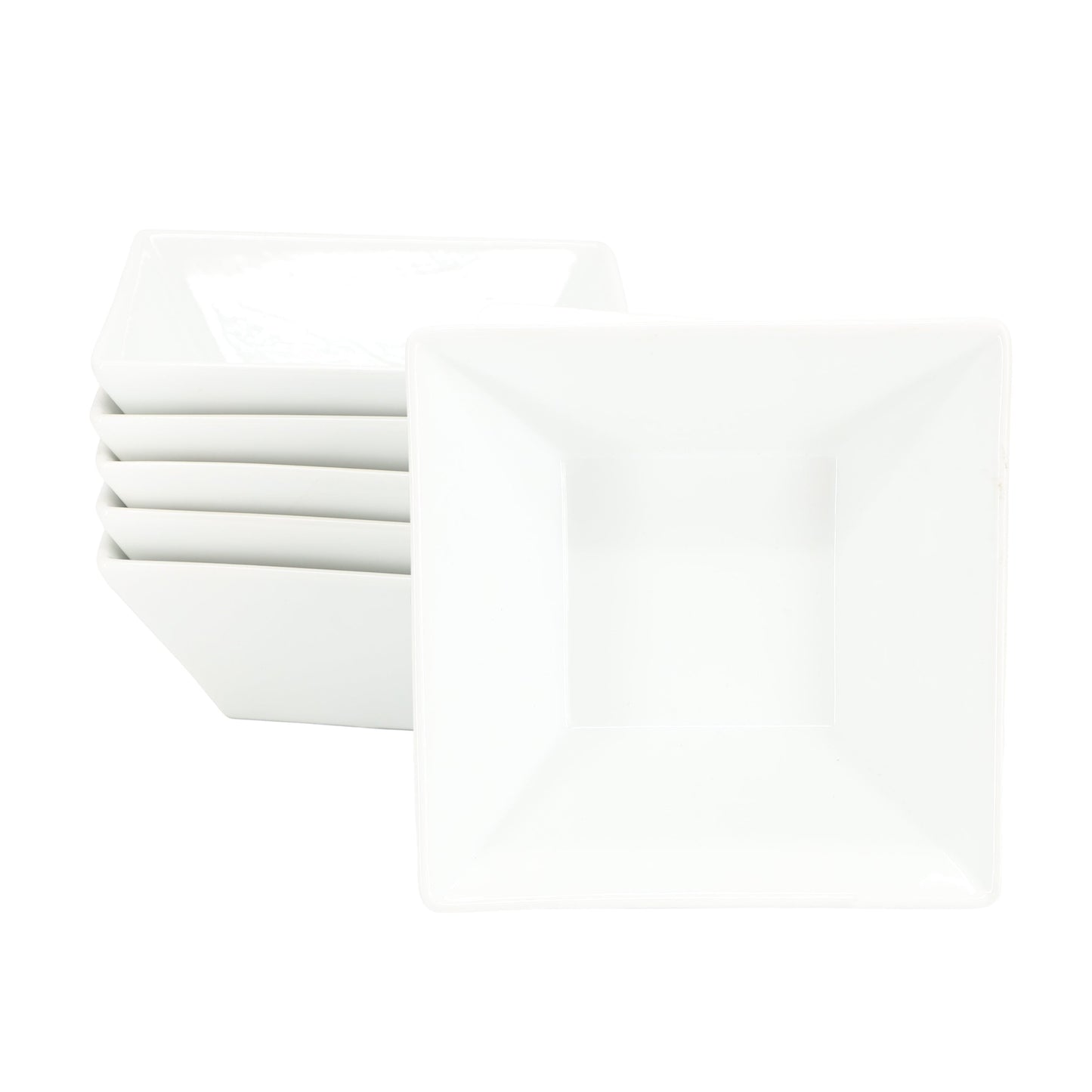 Our Table Simply White 6 Piece 26 Ounce Fine Ceramic Square Soup Bowl Set in White LuxuryLifeWay Online Store