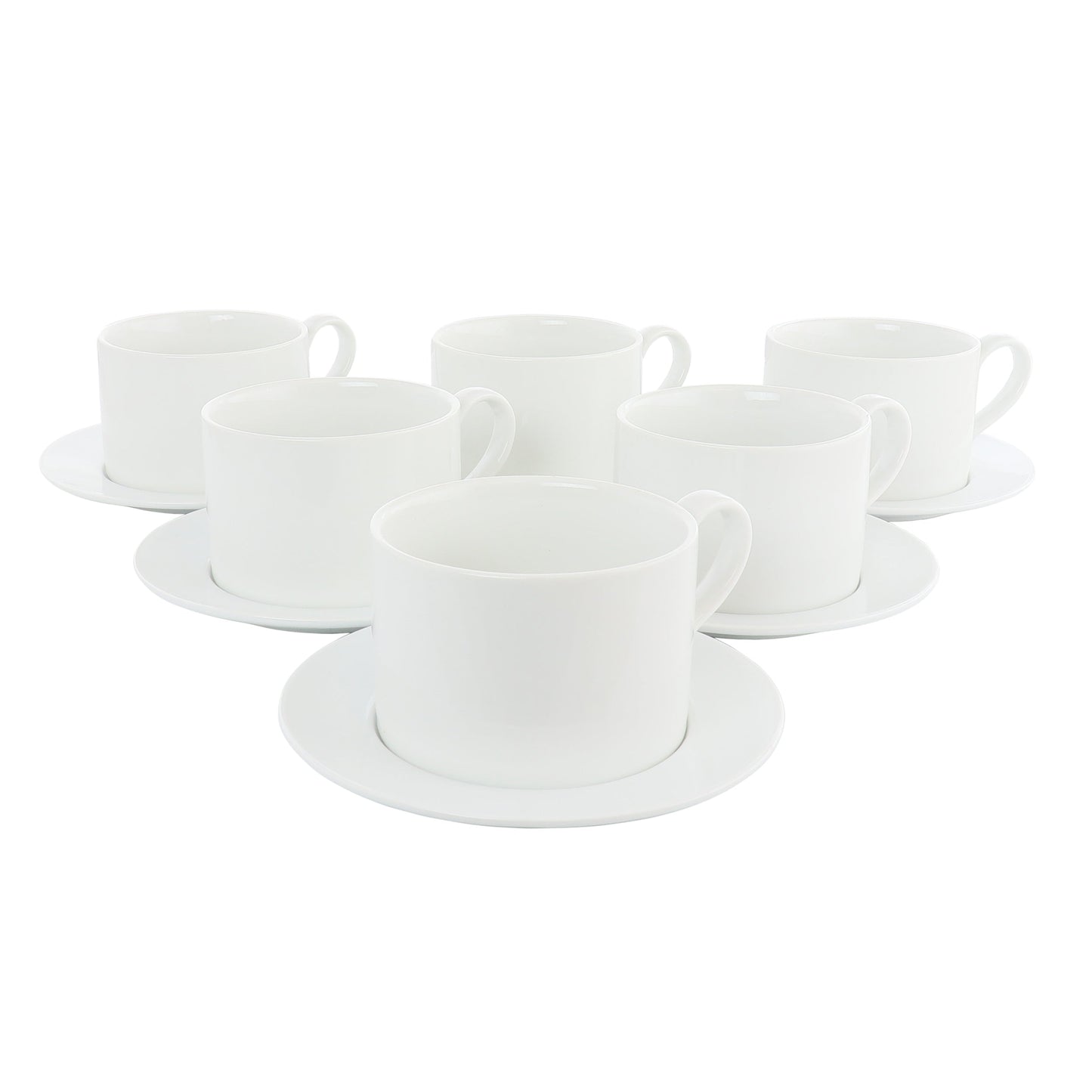 Our Table Simply White 6 Piece 3.75 Inch Porcelain Cups With Saucers Set LuxuryLifeWay Online Store