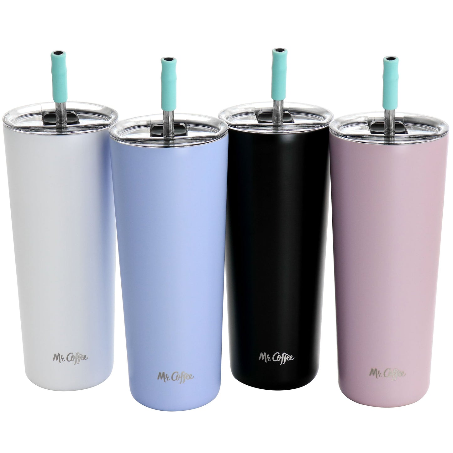 Mr. Coffee Java Quest 4 Piece 23 oz Stainless Steel Tumbler Set with Lids and Straws in Assorted Colors LuxuryLifeWay Online Store