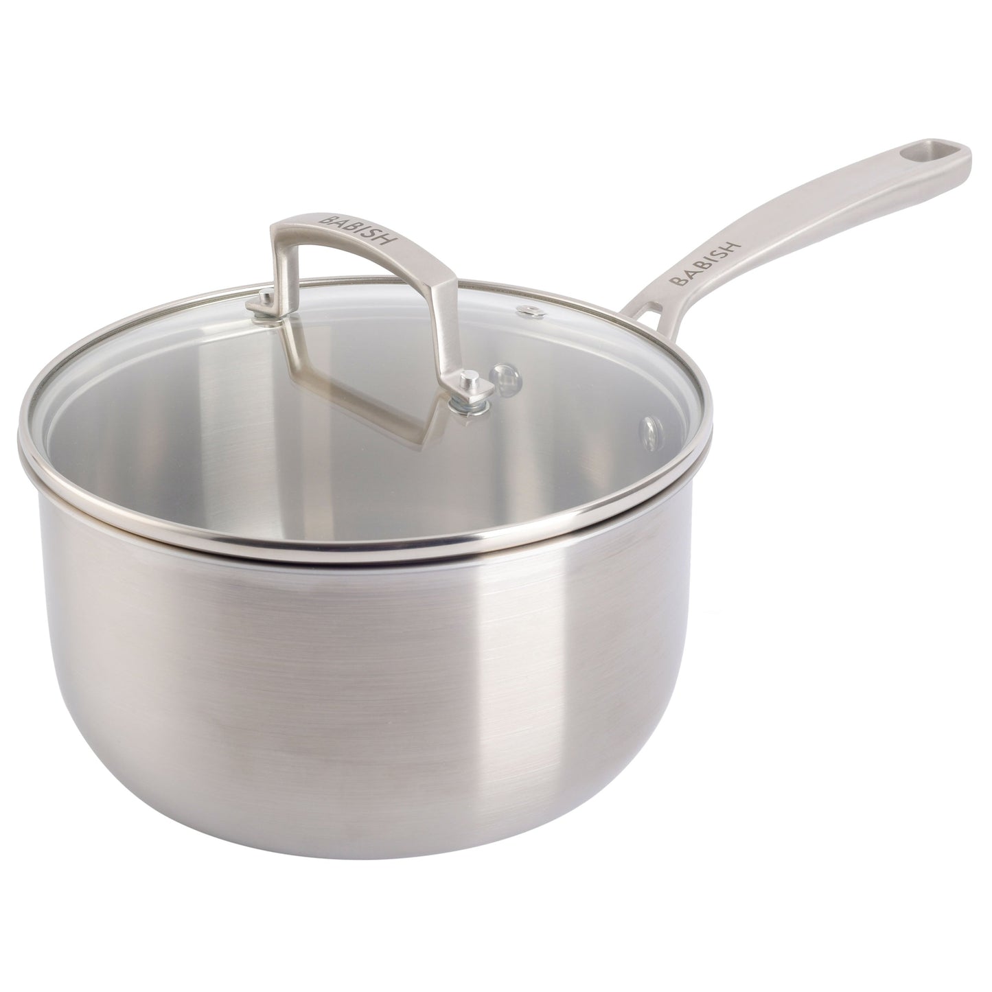 Babish 3.5 Quart Stainless Steel Tri-Ply Double Riveted Saucepan with Lid in Silver LuxuryLifeWay Online Store