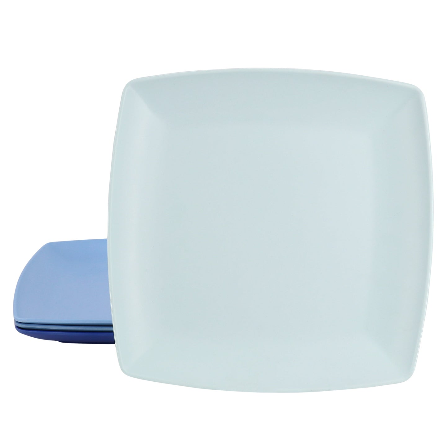 Gibson Home Grayson 4 Piece 10.5 Inch Square Melamine Dinner Plate Set in Assorted Blue LuxuryLifeWay Online Store
