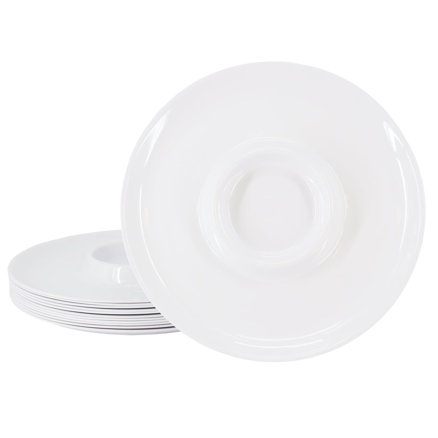 Gibson Home Grayson 12 Piece 12 Inch Round Melamine Chip and Dip Platter Set in White LuxuryLifeWay Online Store