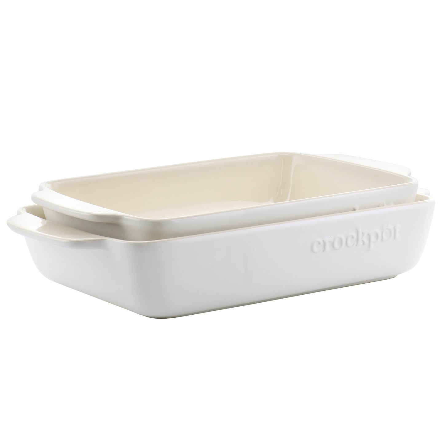 Crockpot Artisan 2.5 Quart and 3.5 Quart Rectangular Stoneware Bake Pan Set in Cream LuxuryLifeWay Online Store