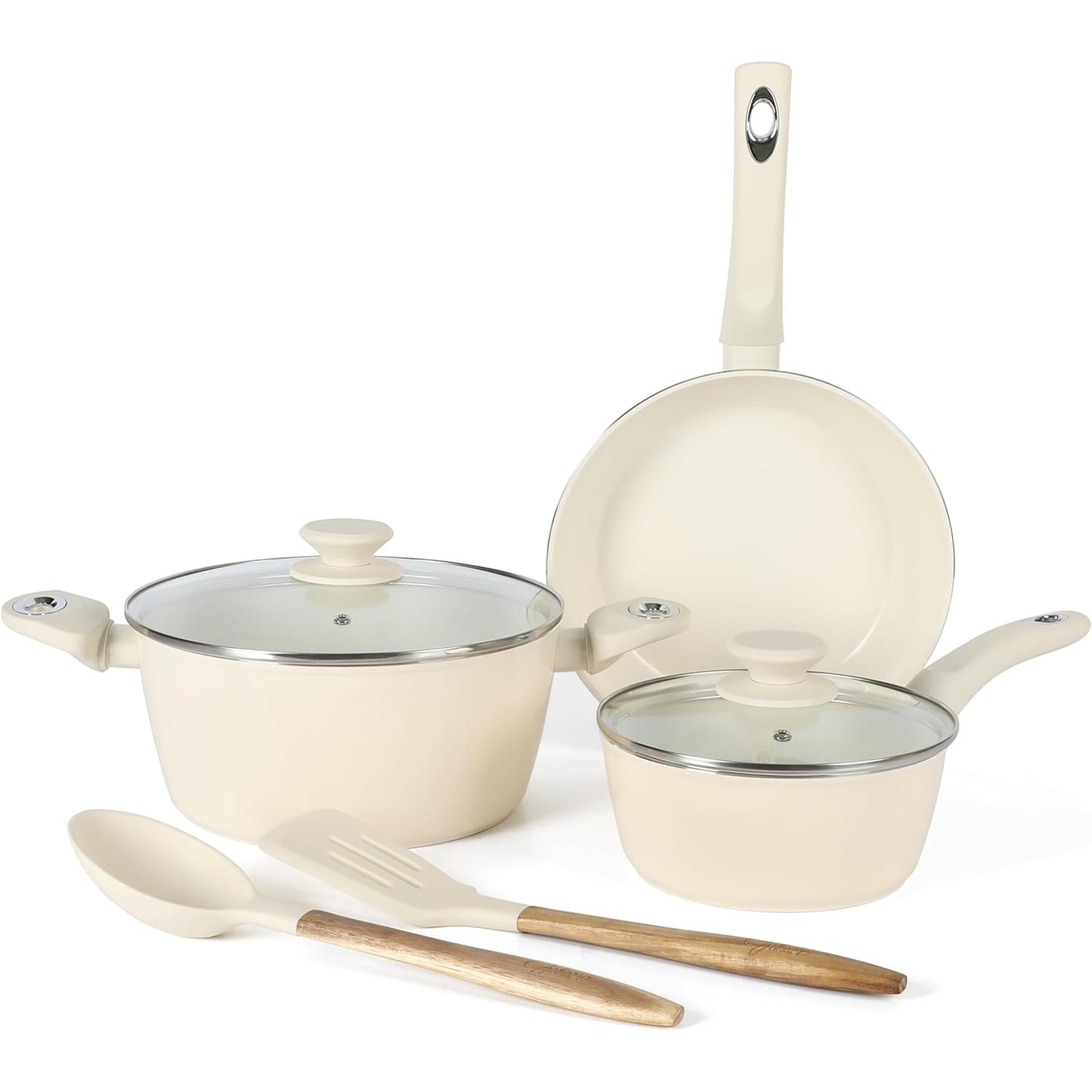 Gibson Home Plaza Cafe 7 Piece Forged Aluminum Cookware Set in Linen LuxuryLifeWay Online Store